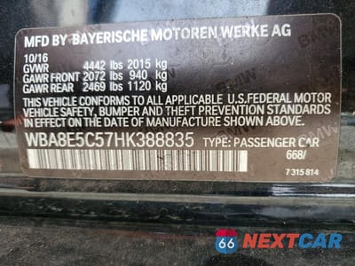Zdjęcie 12 z 12 samochodu: 2017 BMW 328 D VIN:WBA8E5C57HK388835 - miniatura