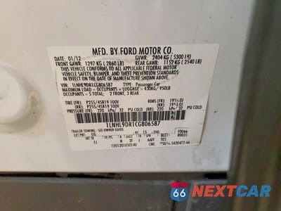 Zdjęcie 12 z 12 samochodu: 2012 LINCOLN MKS VIN:1LNHL9DR1CG806587 - miniatura