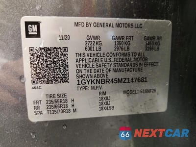 Zdjęcie 12 z 12 samochodu: 2021 CADILLAC XT5 LUXURY VIN:1GYKNBR45MZ147681 - miniatura