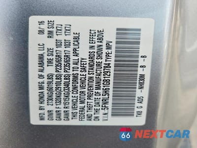 Zdjęcie 13 z 13 samochodu: 2016 HONDA ODYSSEY EXL VIN:5FNRL5H61GB129784 - miniatura