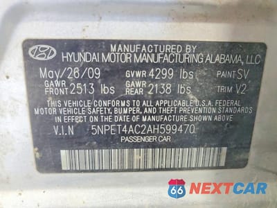 Zdjęcie 12 z 12 samochodu: 2010 HYUNDAI SONATA GLS VIN:5NPET4AC2AH599470 - miniatura