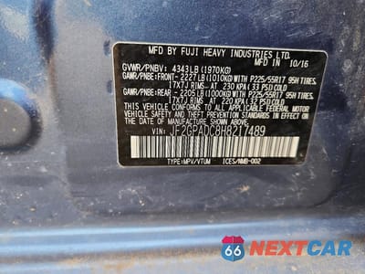 Zdjęcie 13 z 13 samochodu: 2017 SUBARU CROSSTREK PREMIUM VIN:JF2GPADC8H8217489 - miniatura