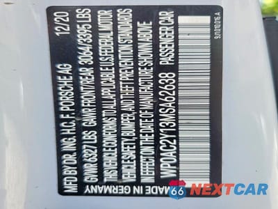 Zdjęcie 13 z 13 samochodu: 2021 PORSCHE TAYCAN TURBO VIN:WP0AC2Y13MSA62638 - miniatura