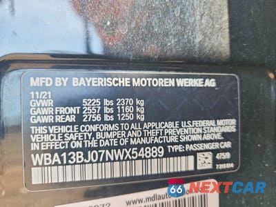 Zdjęcie 12 z 12 samochodu: 2022 BMW 530 XI VIN:WBA13BJ07NWX54889 - miniatura