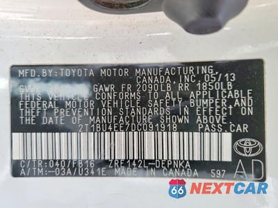Zdjęcie 12 z 12 samochodu: 2013 TOYOTA COROLLA L/LE VIN:2T1BU4EE7DC091918 - miniatura