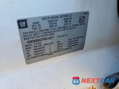 Zdjęcie 13 z 13 samochodu: 2015 CHEVROLET TAHOE K1500 LT VIN:1GNSKBKC6FR510077 - miniatura