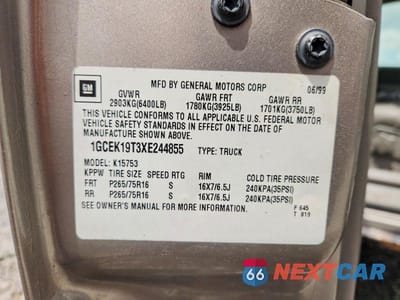 Zdjęcie 12 z 12 samochodu: 1999 CHEVROLET SILVERADO K1500 VIN:1GCEK19T3XE244855 - miniatura