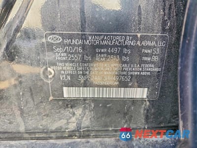 Zdjęcie 12 z 12 samochodu: 2017 HYUNDAI SONATA SE VIN:5NPE24AF3HH497652 - miniatura