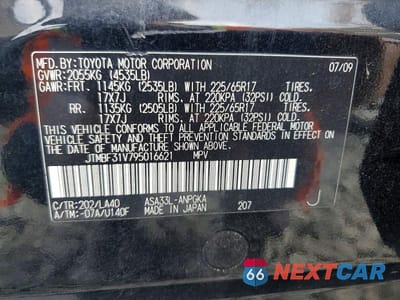 Zdjęcie 13 z 13 samochodu: 2009 TOYOTA RAV4 LIMITED VIN:JTMBF31V795016621 - miniatura