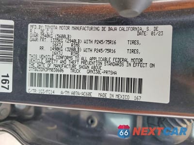 Zdjęcie 12 z 12 samochodu: 2023 TOYOTA TACOMA SR5 V6 VIN:3TMBZ5DN3PM038606 - miniatura