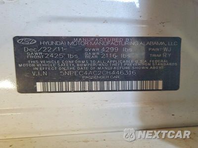 Zdjęcie 12 z 12 samochodu: 2012 HYUNDAI SONATA SE VIN:5NPEC4AC2CH446316 - miniatura