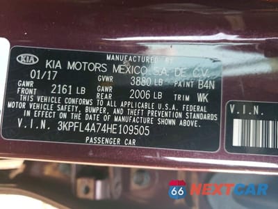Zdjęcie 12 z 12 samochodu: 2017 KIA FORTE LX VIN:3KPFL4A74HE109505 - miniatura