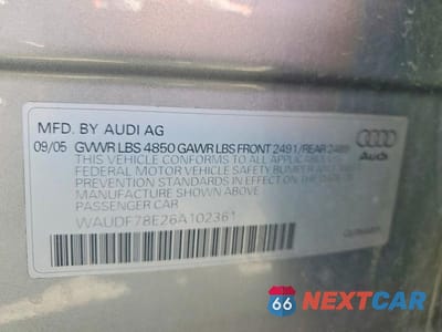 Zdjęcie 12 z 12 samochodu: 2006 AUDI A4 2.0T QUATTRO VIN:WAUDF78E26A102361 - miniatura