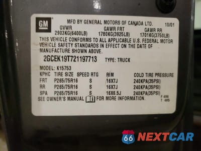 Zdjęcie 12 z 12 samochodu: 2002 CHEVROLET SILVERADO K1500 VIN:2GCEK19T721197713 - miniatura