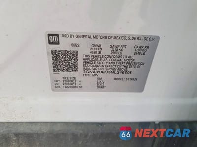 Zdjęcie 13 z 13 samochodu: 2022 CHEVROLET EQUINOX LT VIN:3GNAXUEV5NL245695 - miniatura