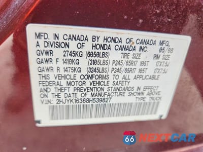 Zdjęcie 12 z 12 samochodu: 2008 HONDA RIDGELINE RTX VIN:2HJYK16368H539827 - miniatura