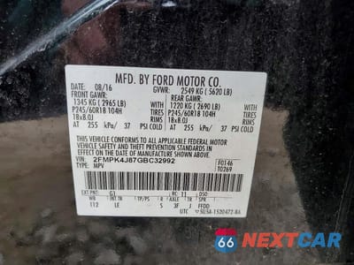 Zdjęcie 14 z 14 samochodu: 2016 FORD EDGE SEL VIN:2FMPK4J87GBC32992 - miniatura