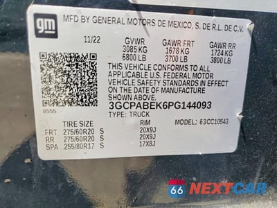 Zdjęcie 12 z 12 samochodu: 2023 CHEVROLET SILVERADO C1500 CUSTOM VIN:3GCPABEK6PG144093 - miniatura