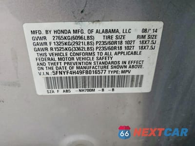 Zdjęcie 13 z 13 samochodu: 2015 HONDA PILOT EX VIN:5FNYF4H49FB016577 - miniatura