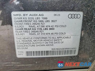 Zdjęcie 13 z 13 samochodu: 2024 AUDI Q8 E-TRON PRESTIGE VIN:WA16AAGE5RB024093 - miniatura