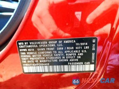 Zdjęcie 12 z 12 samochodu: 2015 VOLKSWAGEN PASSAT S VIN:1VWAT7A31FC034403 - miniatura