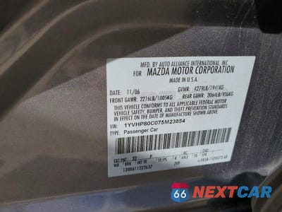 Zdjęcie 12 z 12 samochodu: 2007 MAZDA 6 I VIN:1YVHP80C075M23854 - miniatura