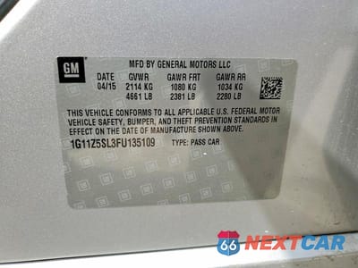 Zdjęcie 12 z 12 samochodu: 2015 CHEVROLET IMPALA LS VIN:1G11Z5SL3FU135109 - miniatura