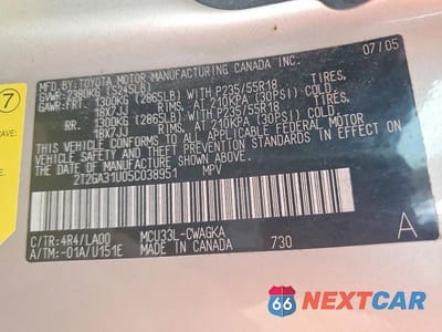 Zdjęcie 12 z 12 samochodu: 2005 LEXUS RX 330 BASE VIN:2T2GA31U05C038951 - miniatura