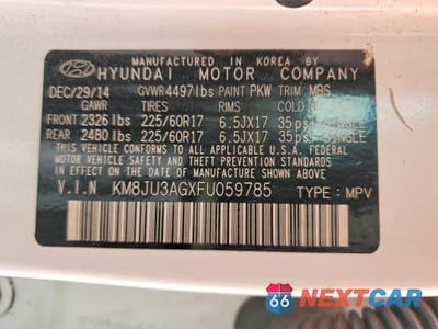 Zdjęcie 13 z 13 samochodu: 2015 HYUNDAI TUCSON SE VIN:KM8JU3AGXFU059785 - miniatura