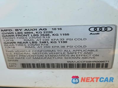 Zdjęcie 14 z 14 samochodu: 2017 AUDI Q3 PREMIUM PLUS VIN:WA1JCCFS9HR008671 - miniatura