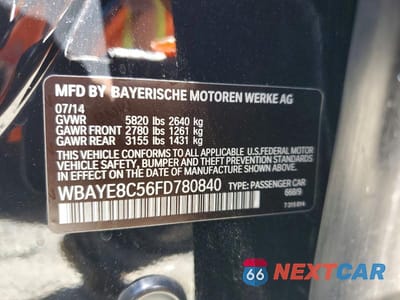 Zdjęcie 12 z 12 samochodu: 2015 BMW 750 LI VIN:WBAYE8C56FD780840 - miniatura