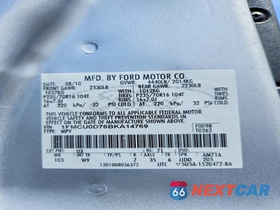 Zdjęcie 13 z 13 samochodu: 2011 FORD ESCAPE VIN:1FMCU0D76BKA14769 - miniatura