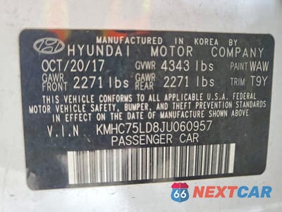 Zdjęcie 12 z 12 samochodu: 2018 HYUNDAI IONIQ LIMITED VIN:KMHC75LD8JU060957 - miniatura