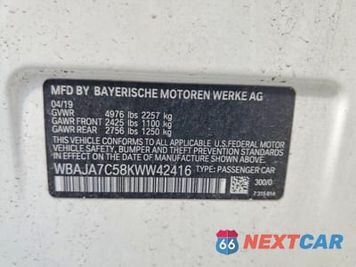 Zdjęcie 12 z 12 samochodu: 2019 BMW 530 XI VIN:WBAJA7C58KWW42416 - miniatura