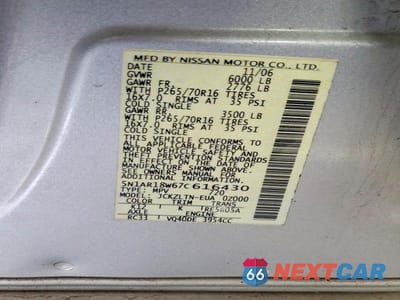 Zdjęcie 12 z 12 samochodu: 2007 NISSAN PATHFINDER S VIN:5N1AR18W67C616430 - miniatura