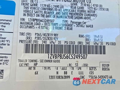 Zdjęcie 10 z 11 samochodu: 2012 FORD MUSTANG SHELBY GT500 VIN:1ZVBP8JS6C5249507 - miniatura