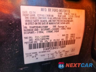Zdjęcie 12 z 12 samochodu: 2014 FORD TAURUS SEL VIN:1FAHP2E84EG170889 - miniatura
