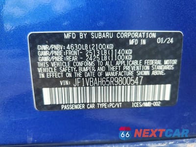 Zdjęcie 12 z 12 samochodu: 2024 SUBARU WRX PREMIUM VIN:JF1VBAH65R9800547 - miniatura