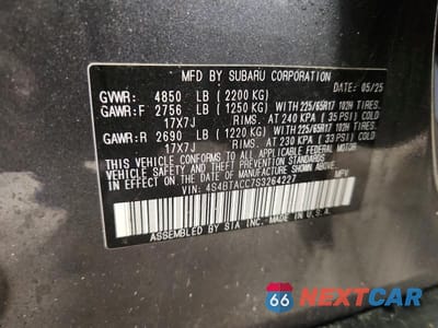 Zdjęcie 14 z 14 samochodu: 2025 SUBARU OUTBACK PREMIUM VIN:4S4BTACC7S3264227 - miniatura