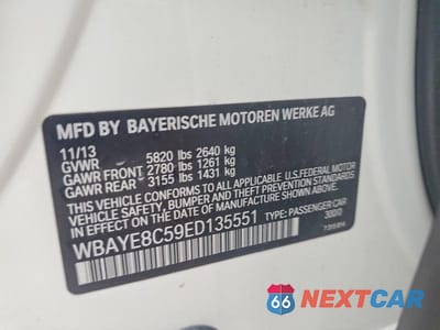 Zdjęcie 12 z 12 samochodu: 2014 BMW 750 LI VIN:WBAYE8C59ED135551 - miniatura