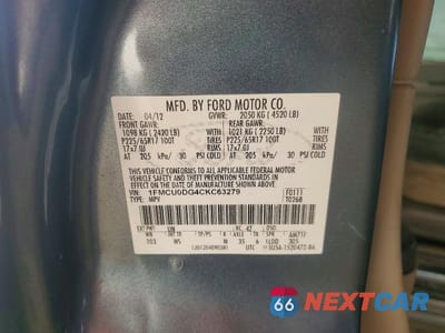 Zdjęcie 12 z 12 samochodu: 2012 FORD ESCAPE VIN:1FMCU0DG4CKC63279 - miniatura