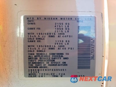 Zdjęcie 12 z 12 samochodu: 2015 NISSAN NV200 S VIN:3N6CM0KN3FK695051 - miniatura