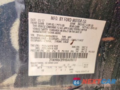 Zdjęcie 13 z 13 samochodu: 2017 FORD FLEX SEL VIN:2FMHK6C89HBA08010 - miniatura