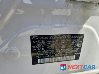 Zdjęcie 13 z 13 samochodu: 2017 HYUNDAI SANTA FE SPORT 2.4L VIN:5NMZU3LB9HH019216 - miniatura