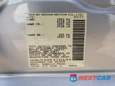 Zdjęcie 13 z 13 samochodu: 2023 NISSAN ALTIMA SR VIN:1N4BL4CVXPN370194 - miniatura