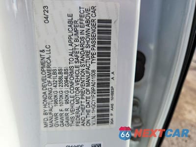 Zdjęcie 12 z 12 samochodu: 2023 HONDA ACCORD LX VIN:1HGCY1F29PA011508 - miniatura