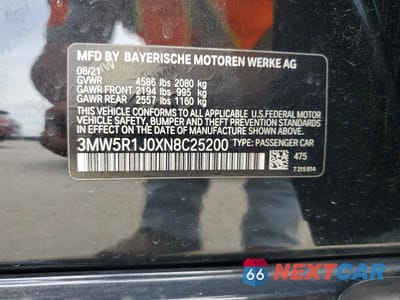 Zdjęcie 12 z 12 samochodu: 2022 BMW 330I VIN:3MW5R1J0XN8C25200 - miniatura