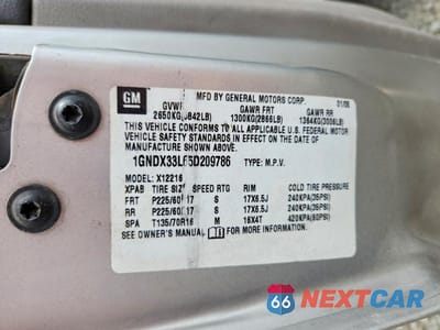 Zdjęcie 13 z 13 samochodu: 2005 CHEVROLET UPLANDER LT VIN:1GNDX33L65D209786 - miniatura