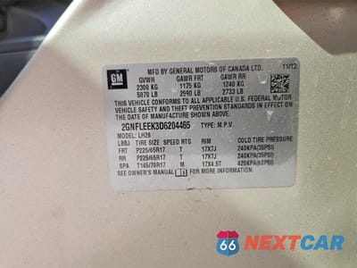 Zdjęcie 13 z 13 samochodu: 2013 CHEVROLET EQUINOX LT VIN:2GNFLEEK3D6204465 - miniatura