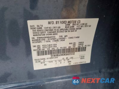 Zdjęcie 12 z 12 samochodu: 2019 FORD FLEX LIMITED VIN:2FMHK6D80KBA02232 - miniatura
